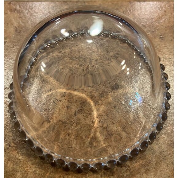 Vintage Clear Glass Bowl With Decorative Beaded Rim - Picture 5 of 7